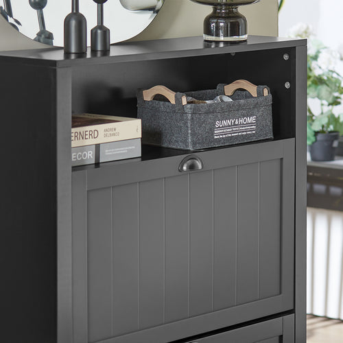 SoBuy Schoenenkast - 2 Kleppen - 80 x 24 x 110 cm - Antraciet