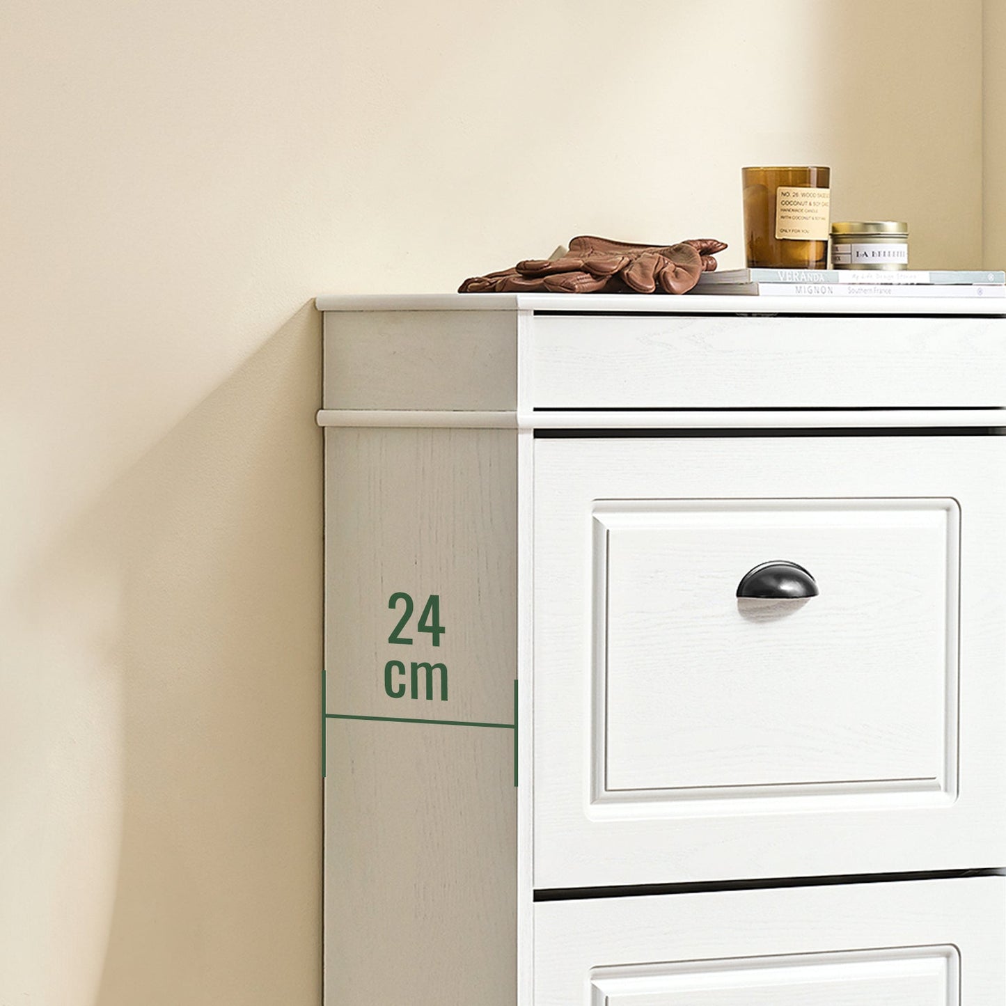 SoBuy FSR94-WG Schoenenkast 3 Kleppen 12 Paar, 53 x 24 x 118 cm, Verouderd Houteffect/Wit