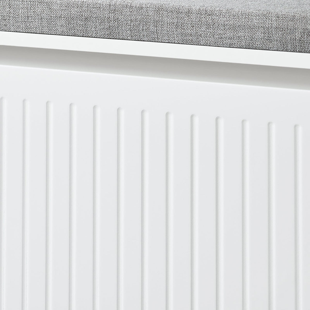 SoBuy Schoenenkast met Zitkussen en Klep – Wit – 80x45x26 cm – Moderne Schoenbank van MDF