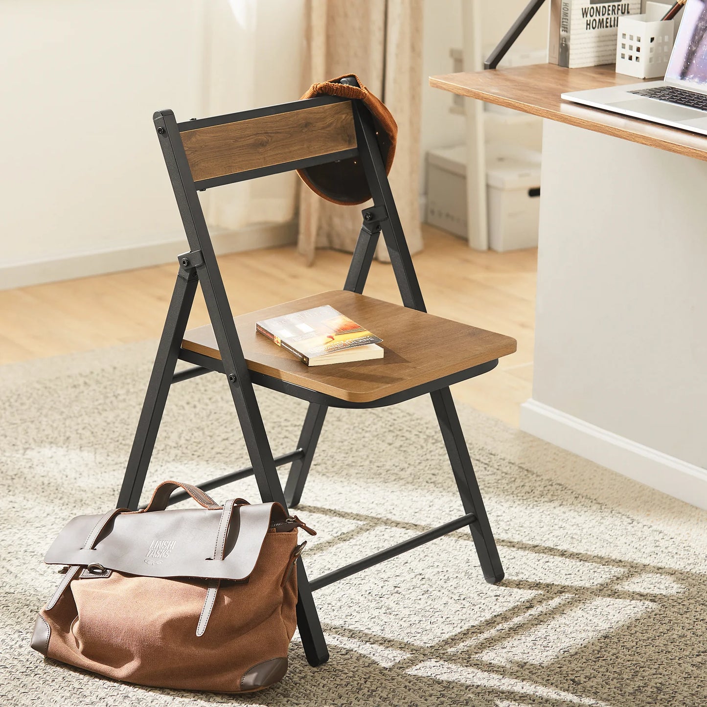 SoBuy Klapstoel - Modern - Industrieel - Max. 150 kg - Bruin / Zwart