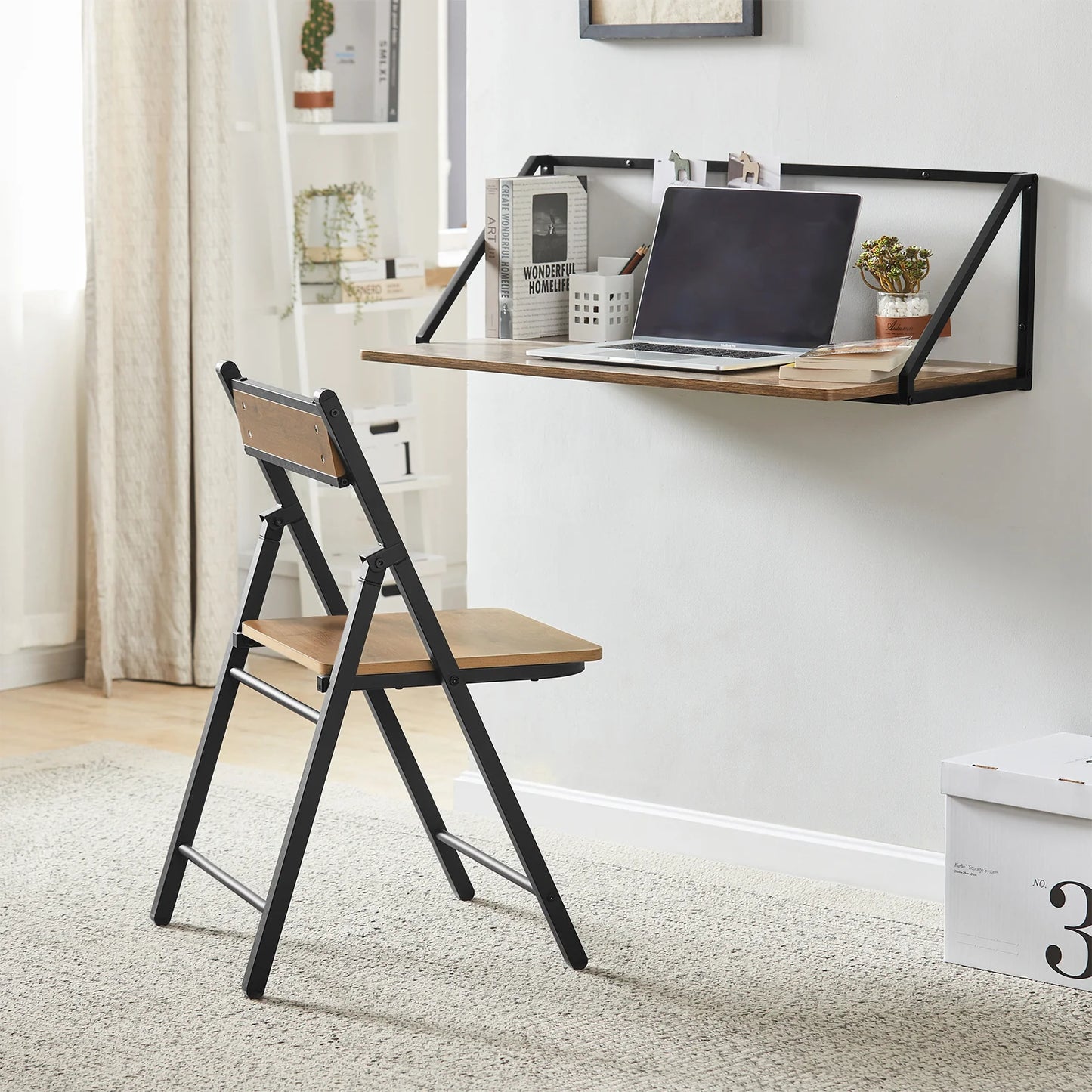 SoBuy Klapstoel - Modern - Industrieel - Max. 150 kg - Bruin / Zwart