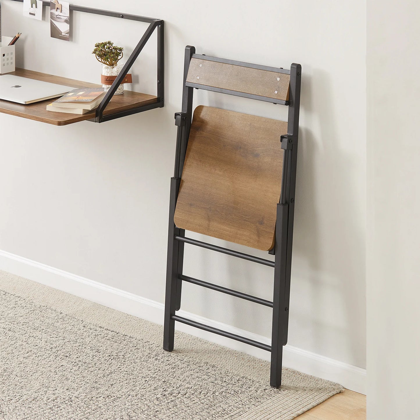 SoBuy Klapstoel - Modern - Industrieel - Max. 150 kg - Bruin / Zwart