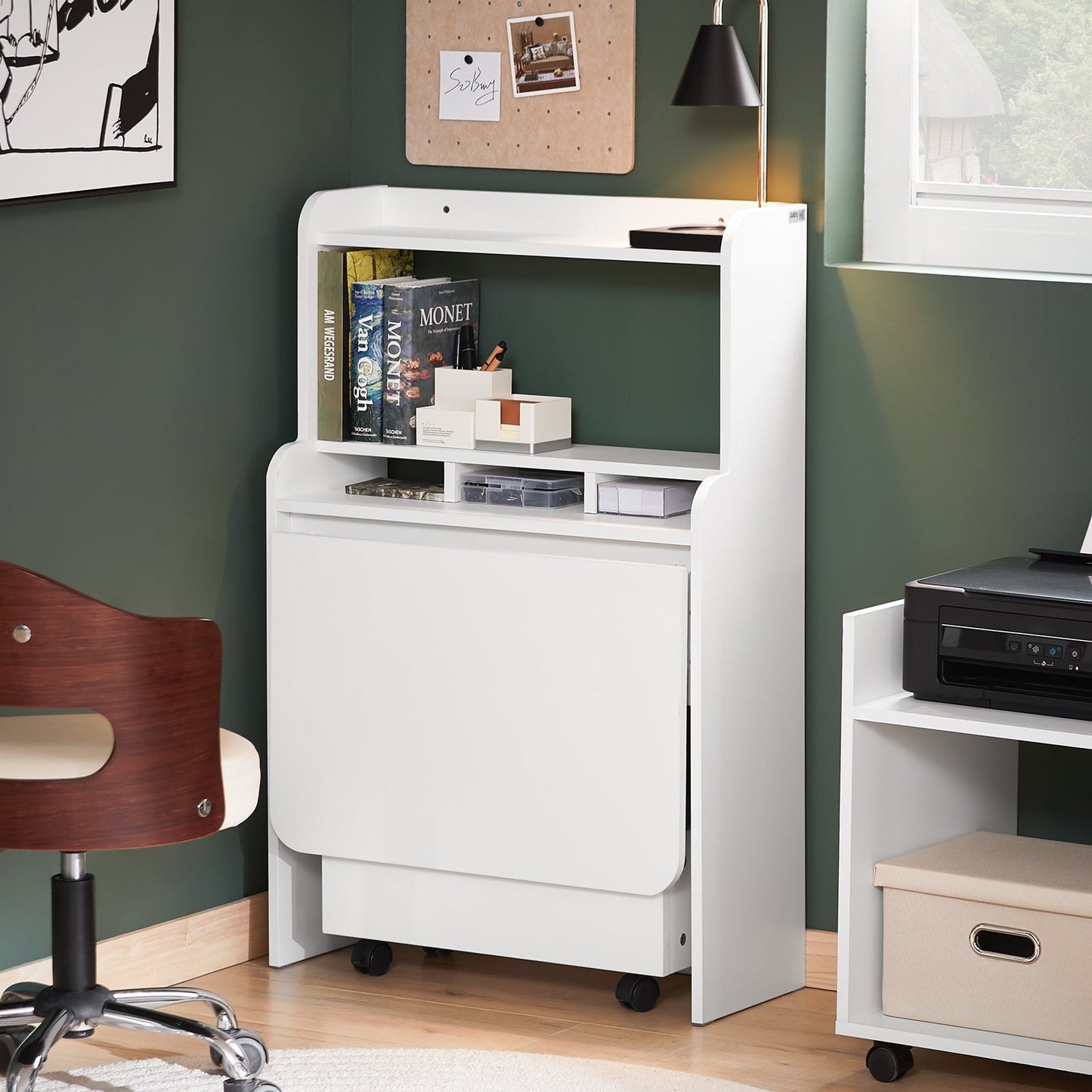 SoBuy Opklapbaar Bureau FWT105-W - 64 x 62 x 98 cm - Wit