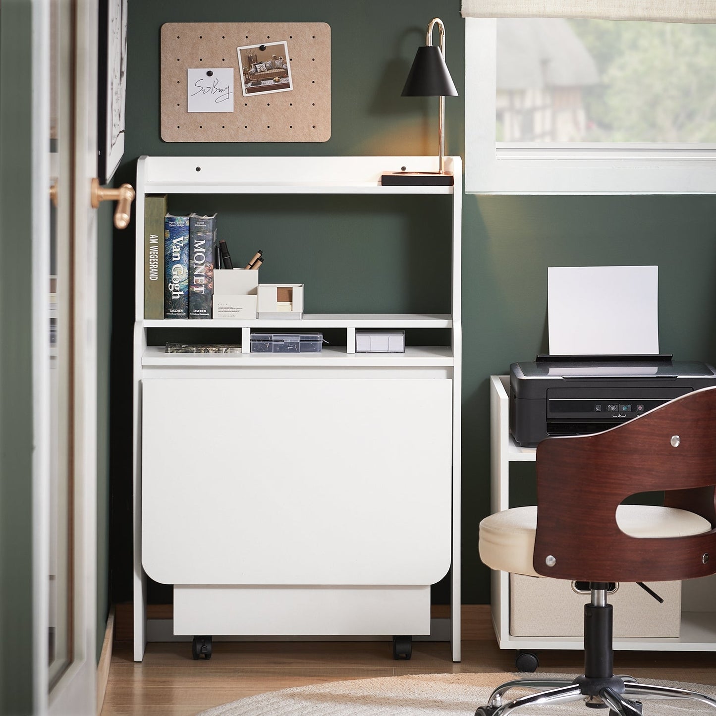 SoBuy Opklapbaar Bureau FWT105-W - 64 x 62 x 98 cm - Wit