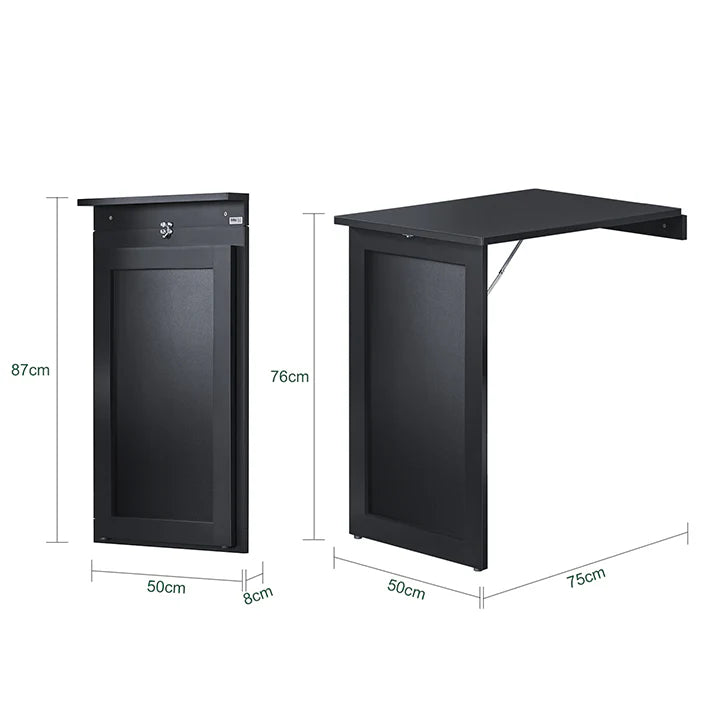 SoBuy - Wandtafel Met Bord - Opklapbare Tafel - Eettafel - Memobord - Lichtgrijs - FWT20-SCH