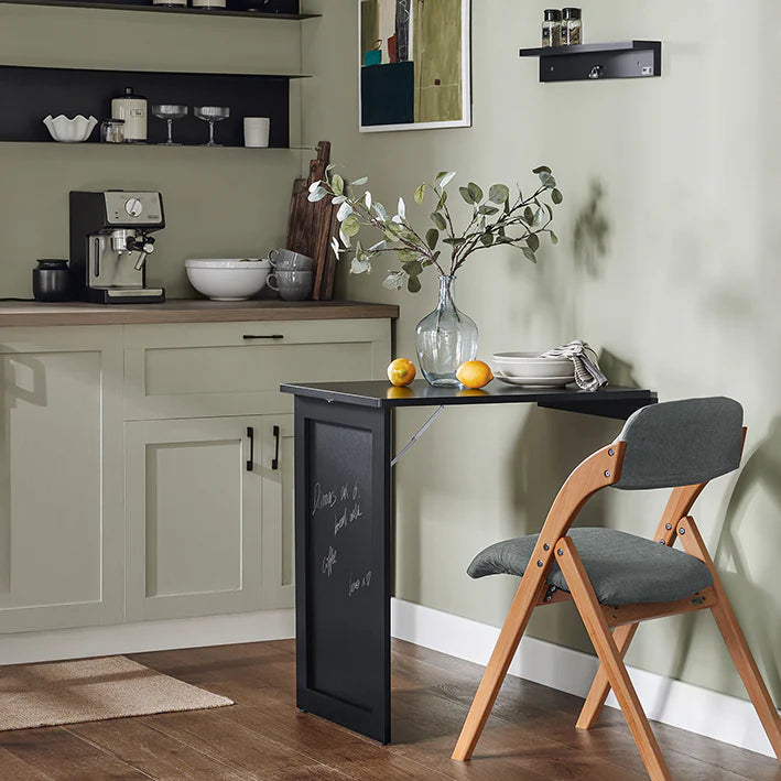 SoBuy - Wandtafel Met Bord - Opklapbare Tafel - Eettafel - Memobord - Lichtgrijs - FWT20-SCH