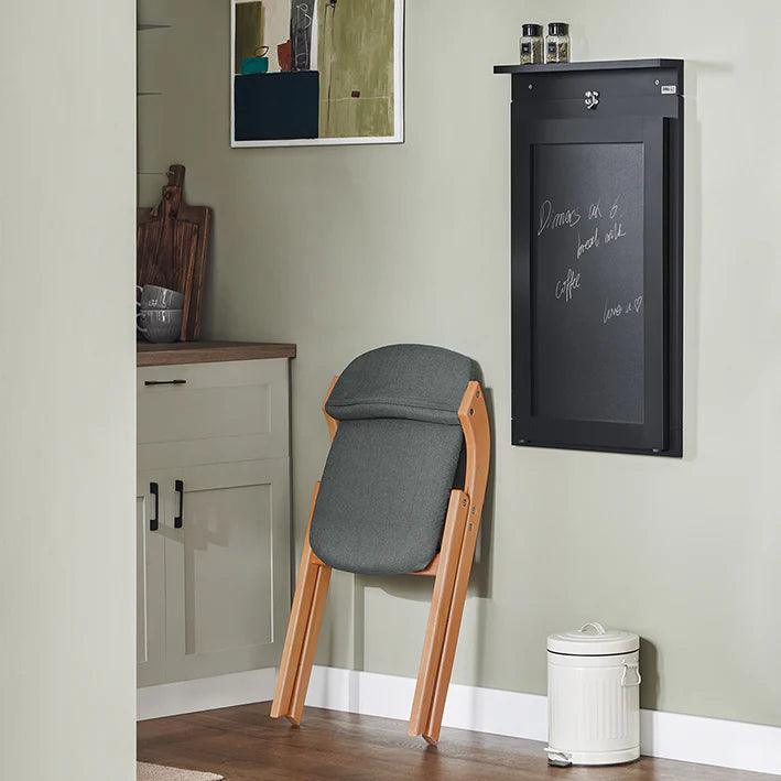 SoBuy - Wandtafel Met Bord - Opklapbare Tafel - Eettafel - Memobord - Lichtgrijs - FWT20-SCH
