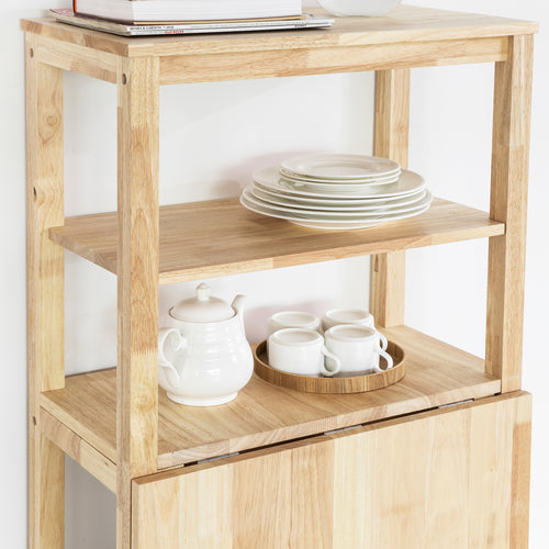 SoBuy - Opklapbare eettafel met opbergkast - Max, 75 kg - 126 x 60 x 98 cm - Naturel