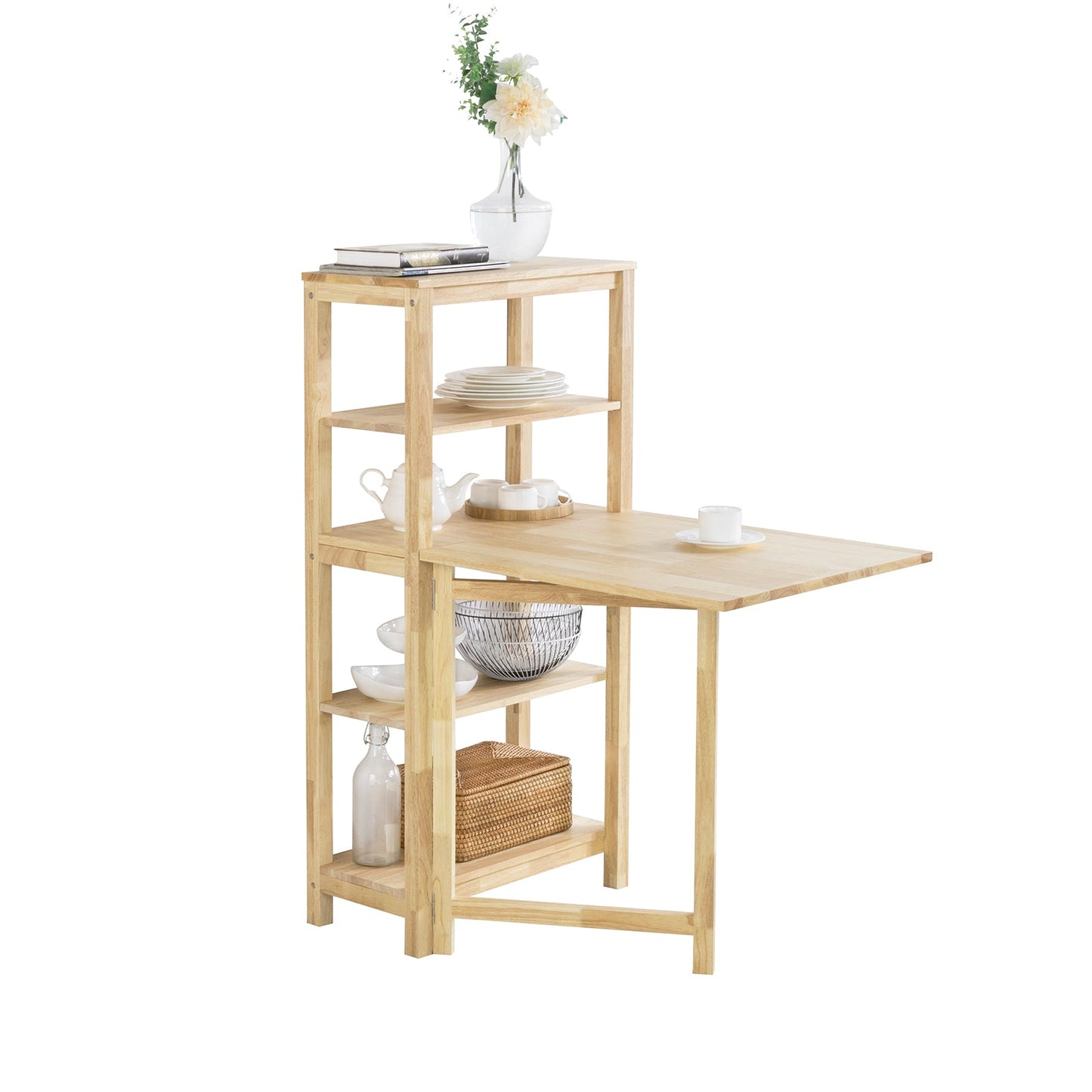 SoBuy - Opklapbare eettafel met opbergkast - Max, 75 kg - 126 x 60 x 98 cm - Naturel