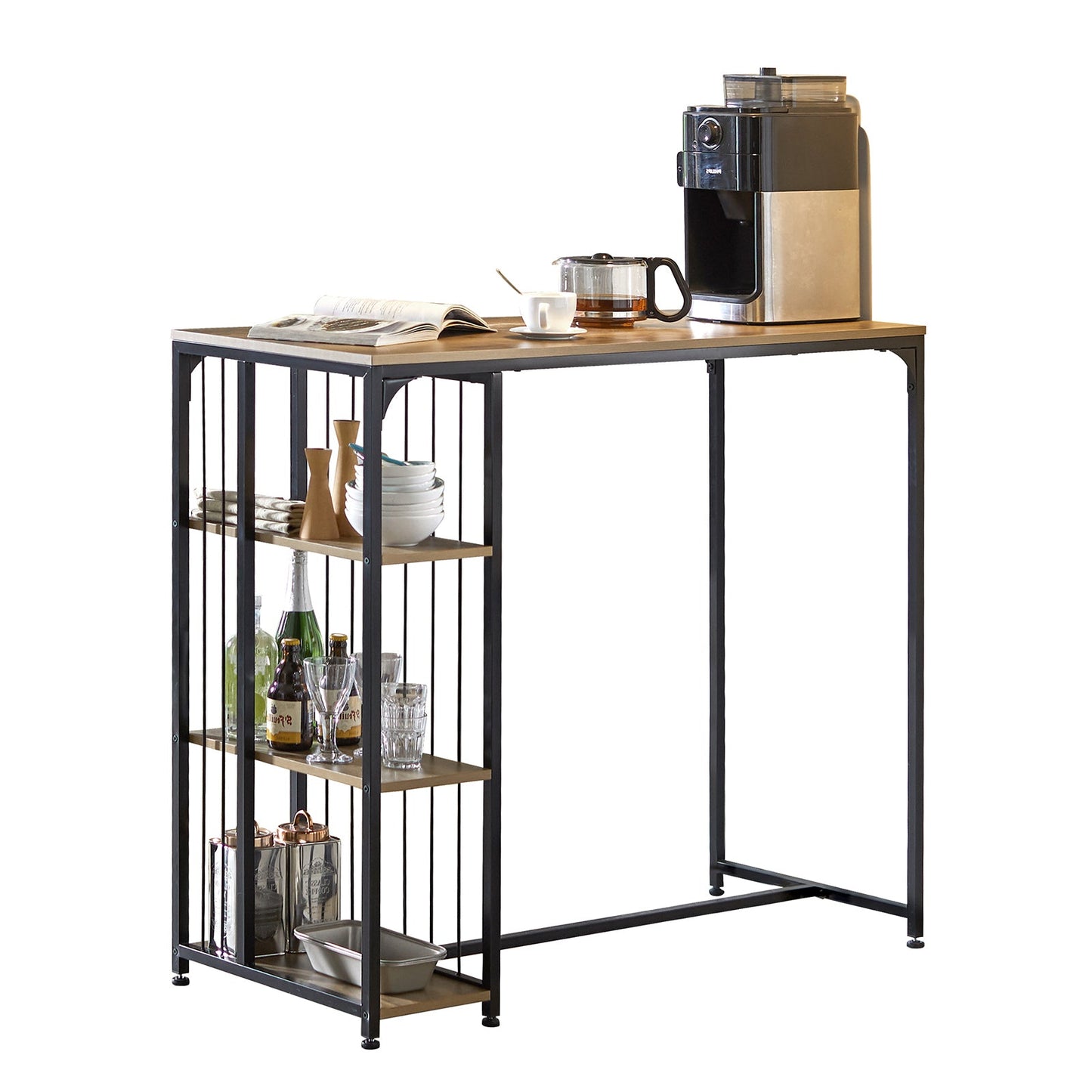 SoBuy Hoge Eettafel FWT84-PF - 3 Planken - 115 x 50 x 107 cm - Industrieel