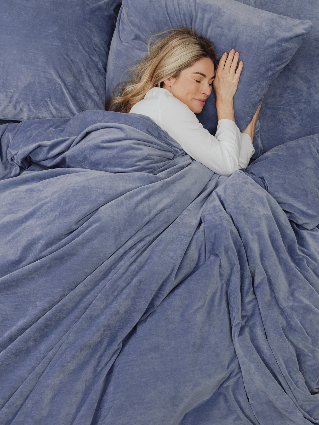 Sjumo Silky Smooth Bundel - Faded Blue - 200x 220 cm + 60 x 70 cm