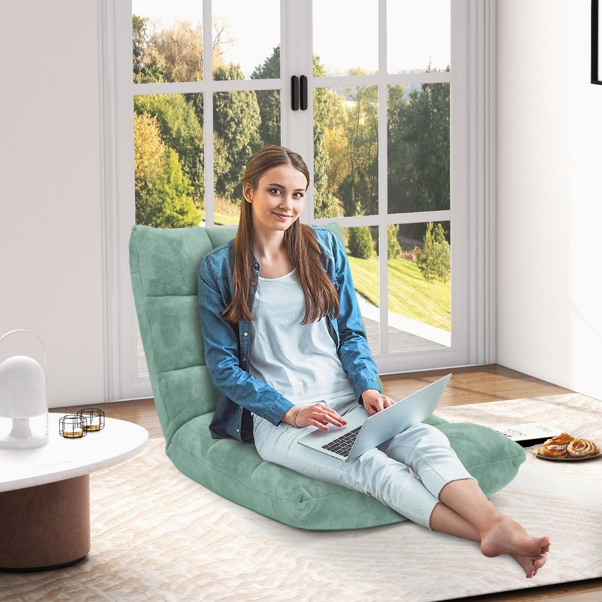 Coast Opvouwbare Loungevloerstoel – Verstelbare Rugleuning 14 Posities – 105 x 56 x 15 cm – Groen