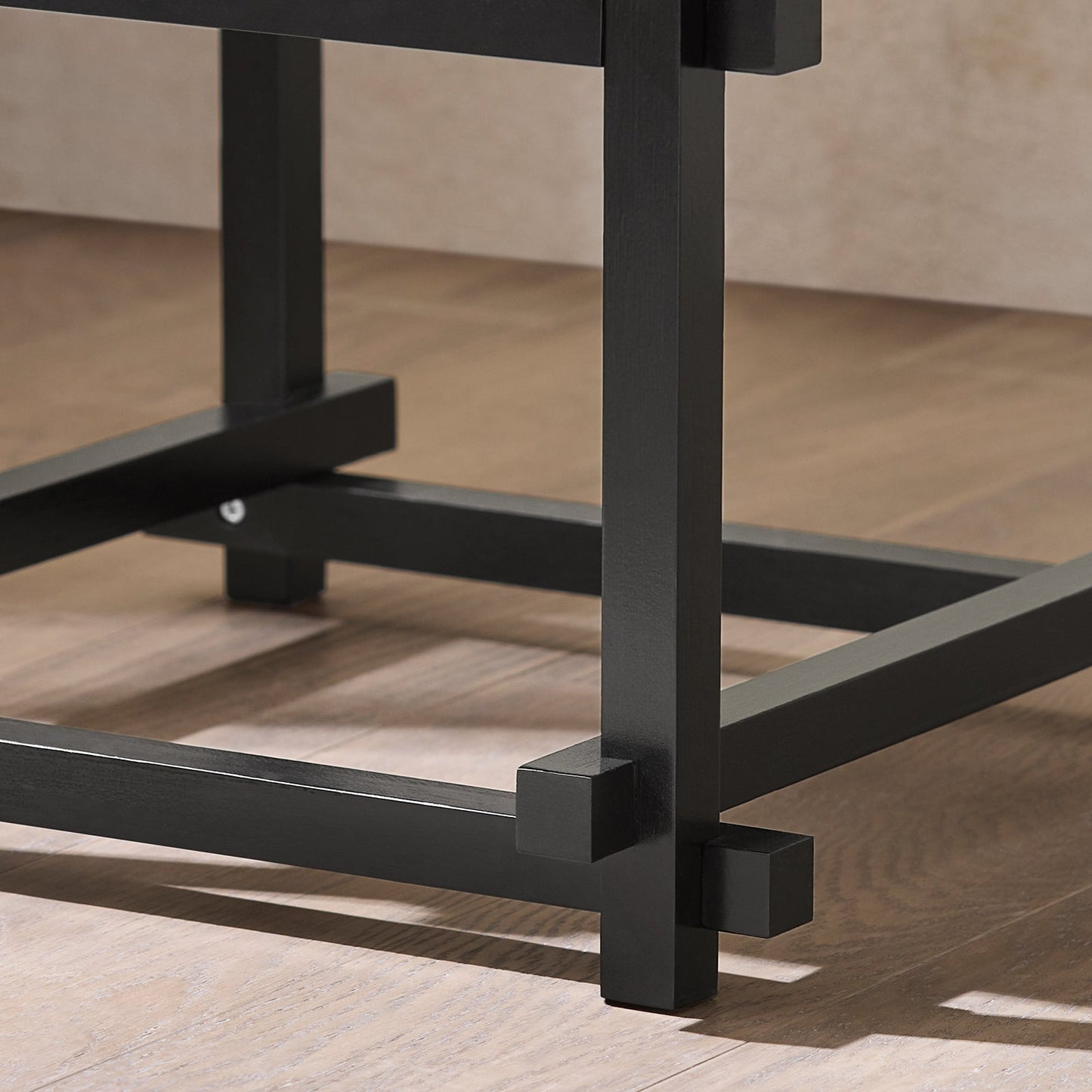 SoBuy bijzettafel HFBT03-SCH - 40×40×60 cm - zwart–geel - bamboe frame & open opbergvak
