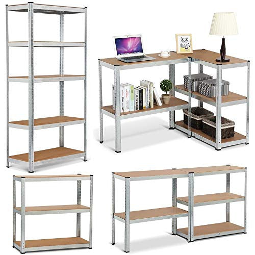 Kinzo Opbergrek - Stellingkast - 5 Legplanken - Heavy Duty - Max. 750 Kilo - Geen Schroeven - MDF