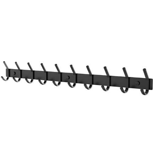 Volcan Wandkapstok - 20 Haken - RVS - Muur Kapstok Hangend - Industrieel - 3M Tape - Zwart