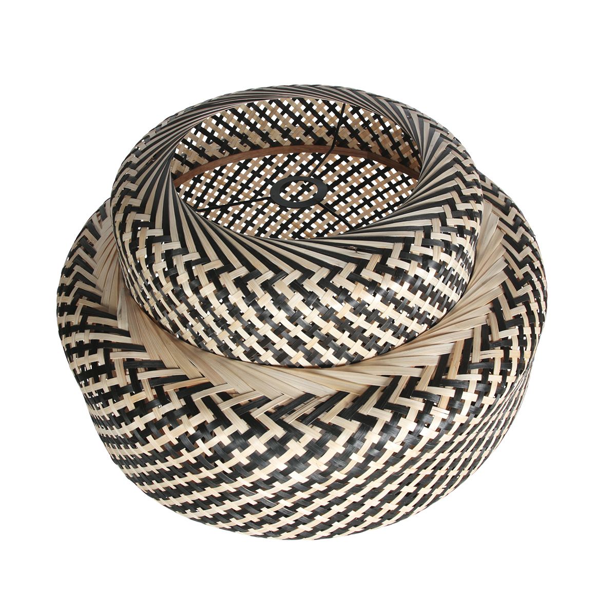 AN Lampenkap Bamboe 53 × 40 cm – Crème/Zwart