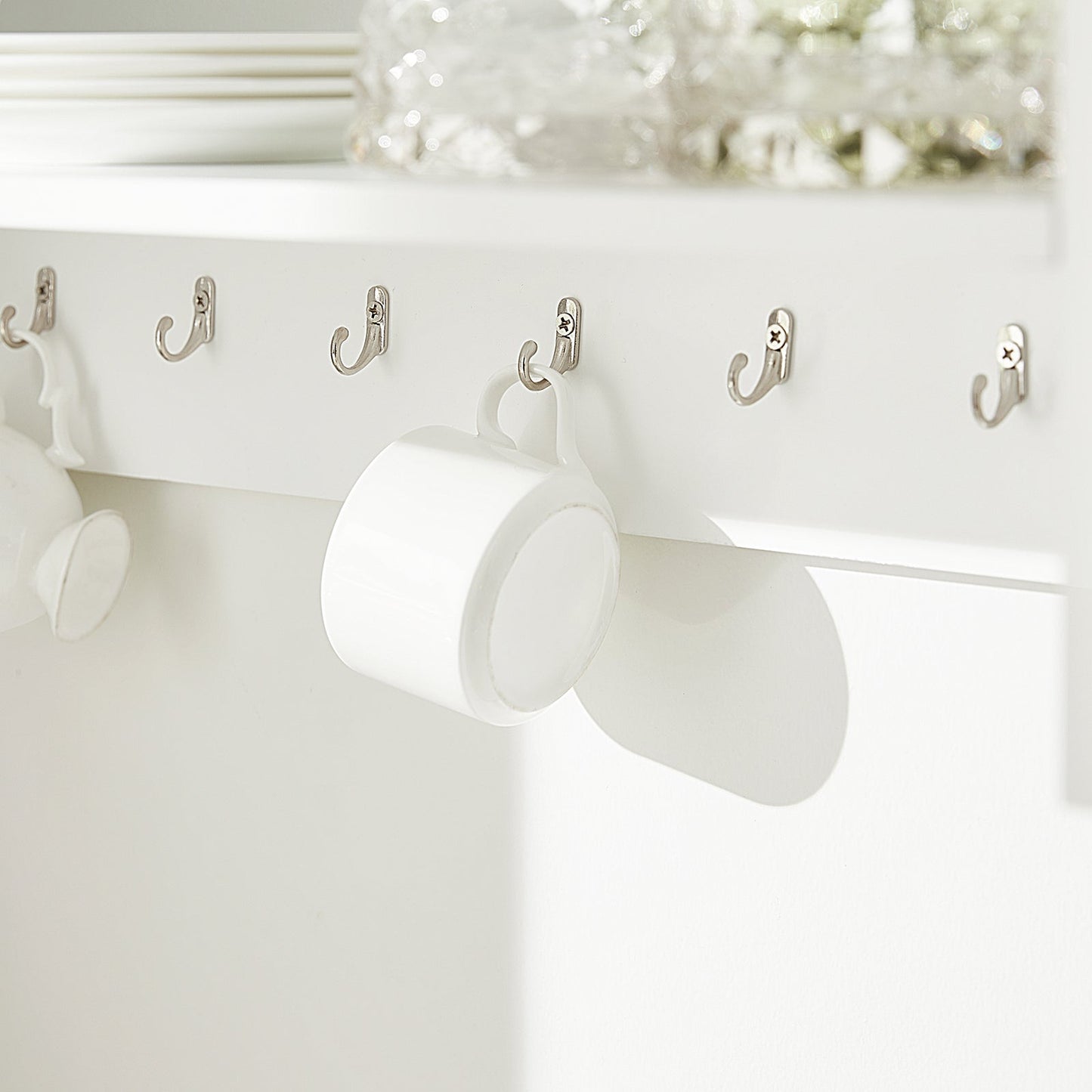 SoBuy Opbergkast met rek voor borden - Max. 10 kg - 64 x 24 x 71 cm - Wit/ Naturel