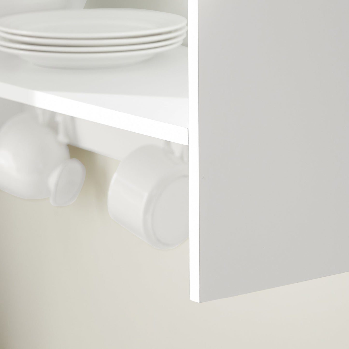SoBuy Opbergkast met rek voor borden - Max. 10 kg - 64 x 24 x 71 cm - Wit/ Naturel