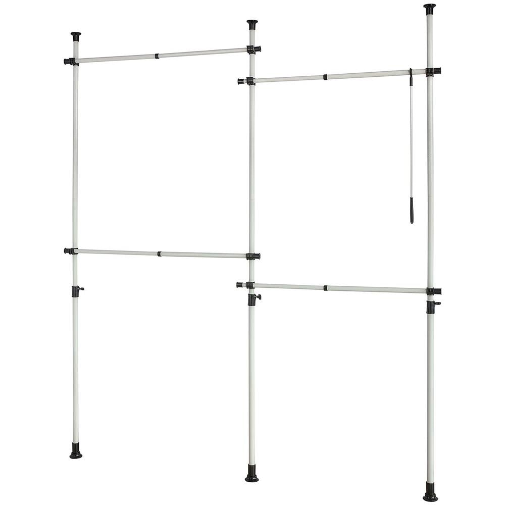 SoBuy - Kledingrek - 4 Kledingstangen - Verstelbaar - 124-226 x 285 cm - Wit