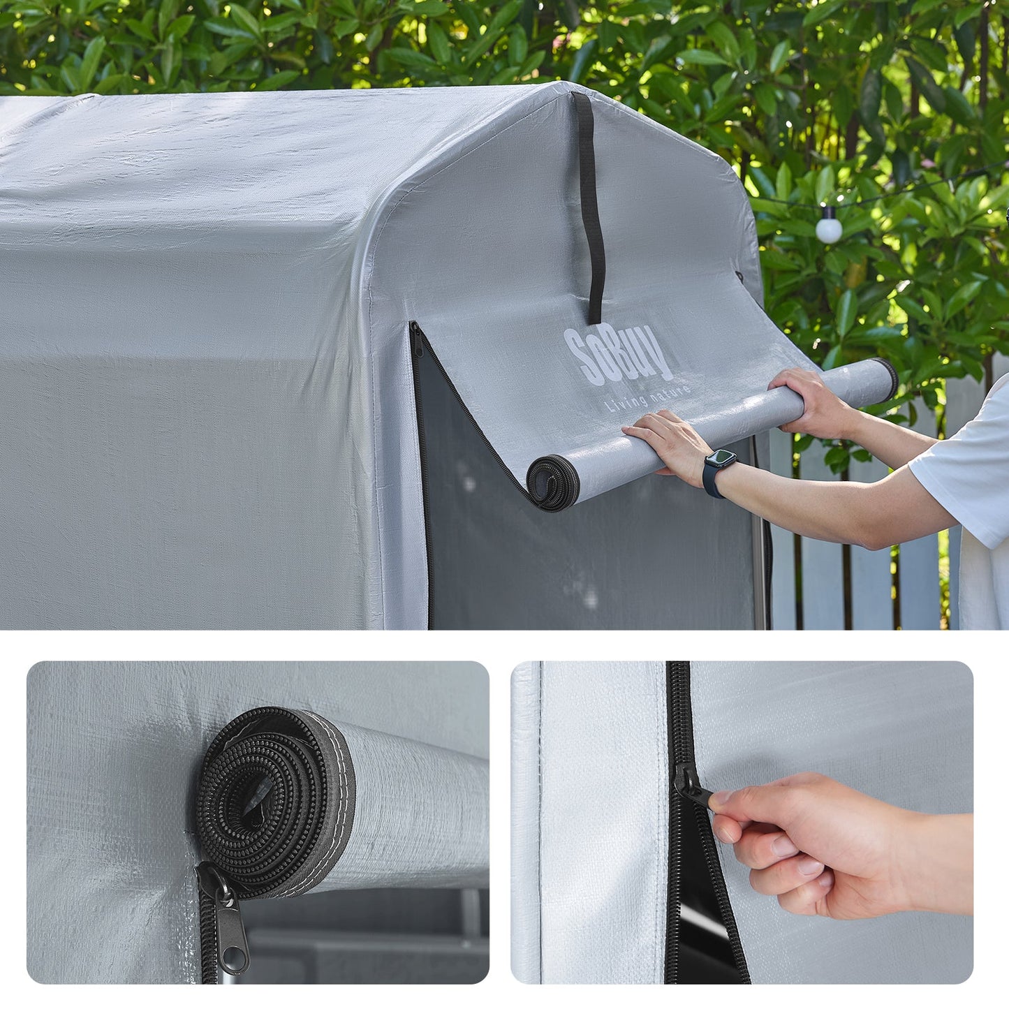 SoBuy – KLS11-K Tuinhuis / Tuinschuur – Waterdicht – Fietsschuur & Opslag – 120x176x163 cm – Zilver