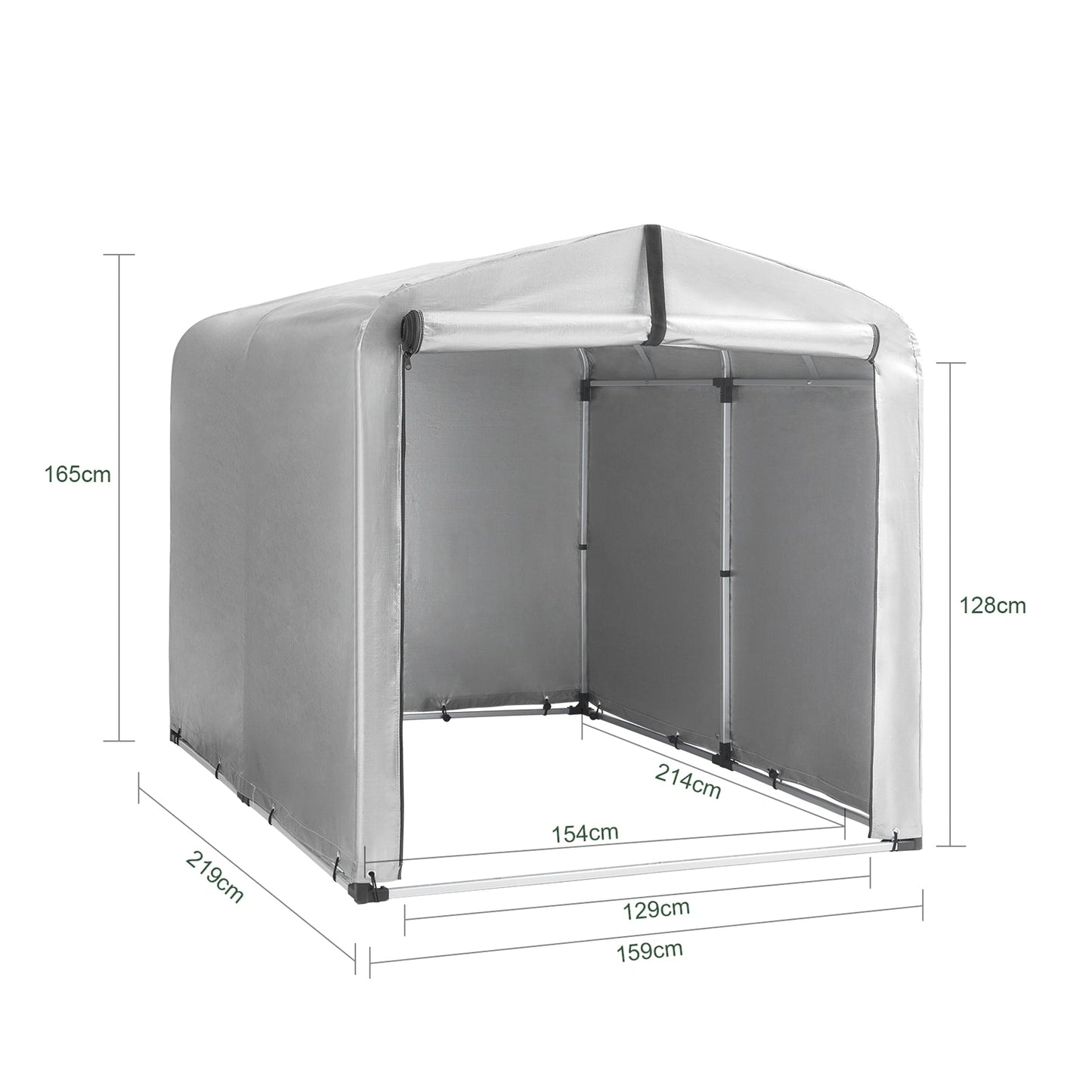 SoBuy KLS11-L Folietent 159 x 165 x 219 cm Grijs – Multifunctionele Overkapping, Fietsengarage en Tuinberging