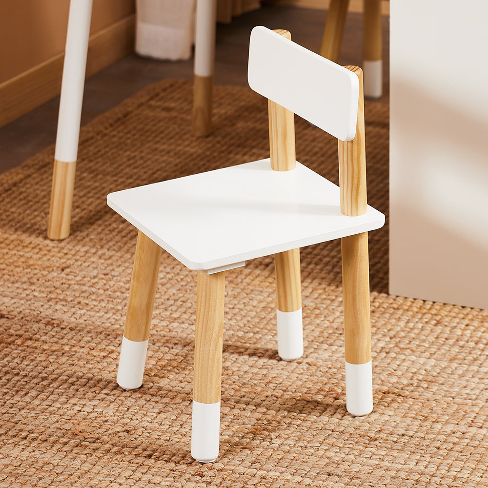 Kinder Teken- en Speelset met Tafel en 2 Stoelen – Inclusief Opbergvakken – Wit – SoBuy KMB113-W