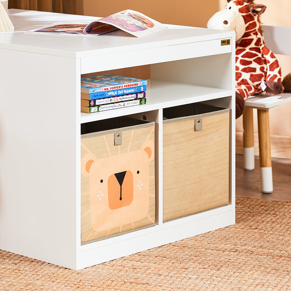 Kinder Teken- en Speelset met Tafel en 2 Stoelen – Inclusief Opbergvakken – Wit – SoBuy KMB113-W