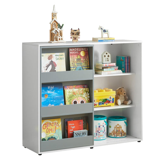 SoBuy Boekenkast voor Kinderen - Max. 95 kg - 119 x 39 x 116 cm - Wit / Grijs