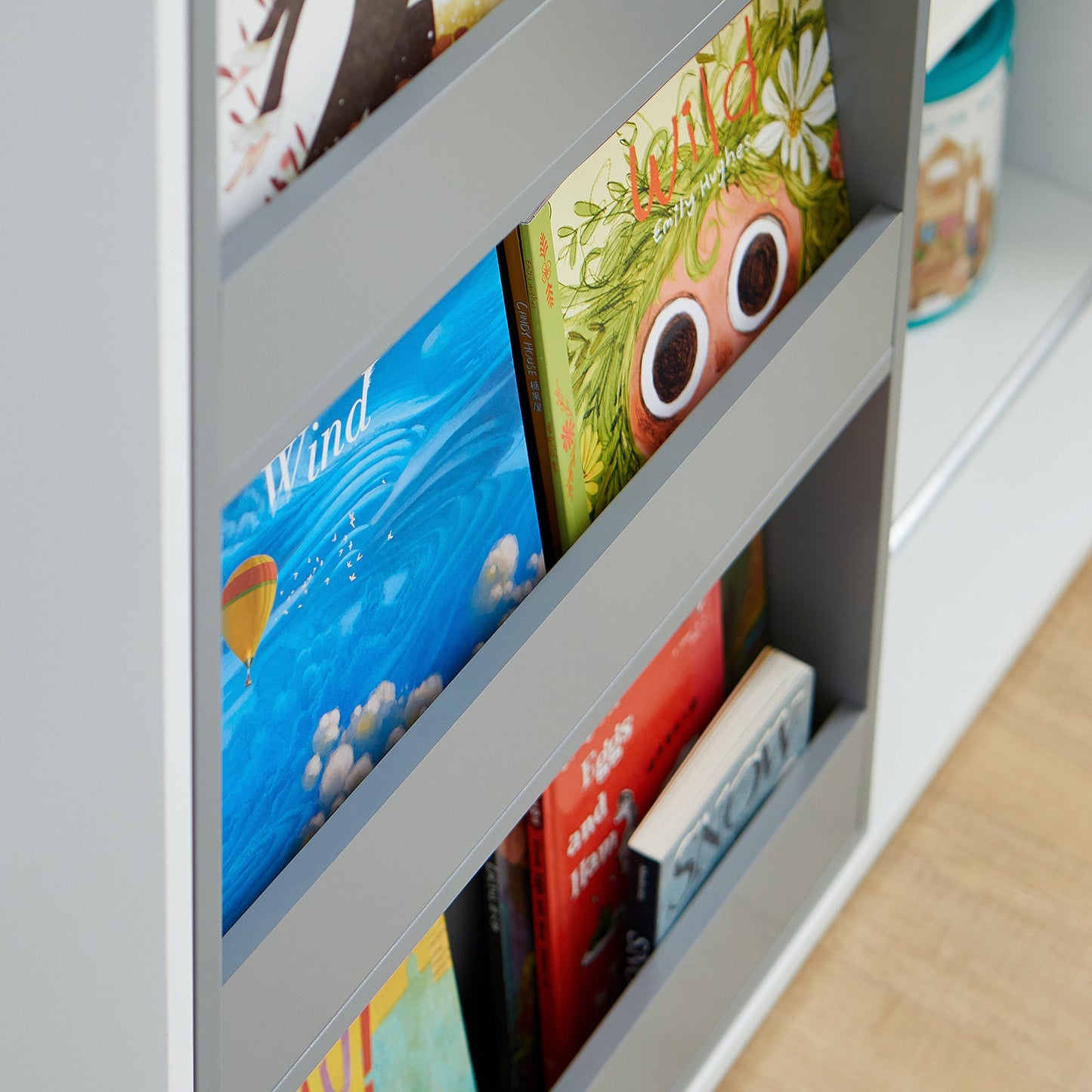 SoBuy Boekenkast voor Kinderen - Max. 95 kg - 119 x 39 x 116 cm - Wit / Grijs