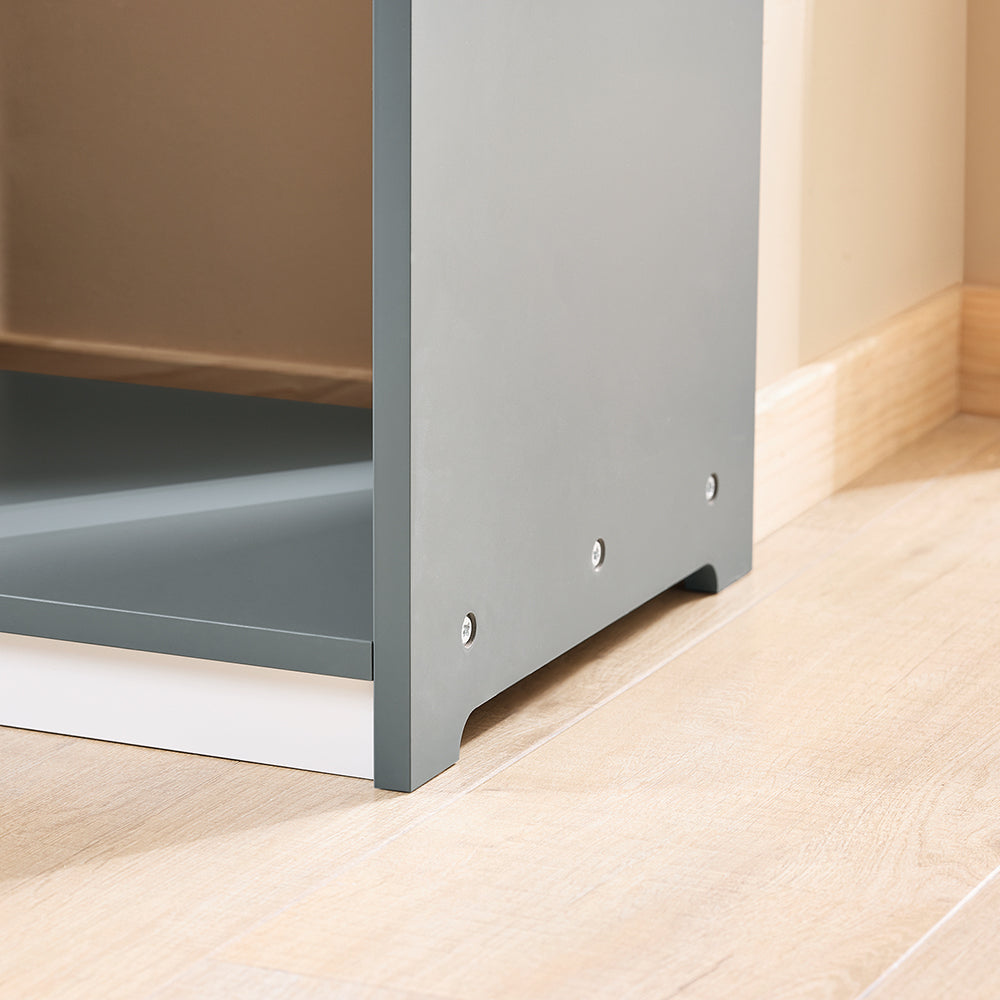 SoBuy KMB40-HG Kindergarderobe 97x35x108 cm Grijs – Kinderkapstok met 3 Haken, Opbergplanken en Mandje