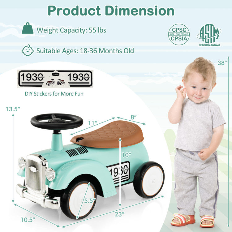 Coast Speelauto - Veilige Stuurinrichting - PP - Max. 25Kg - 58 x 27 x 34 cm - Groen