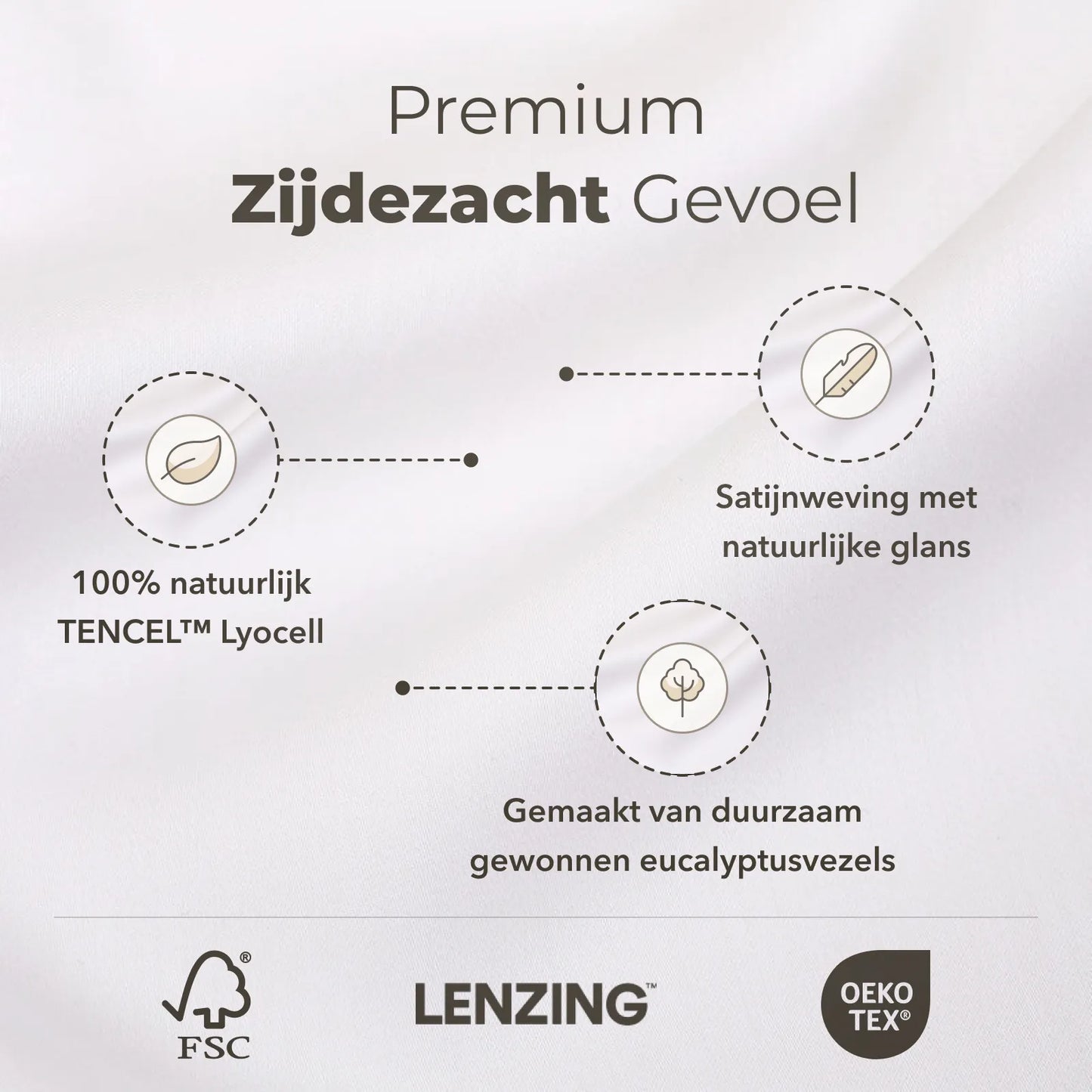 Sjumo – Tencel Sateen Dekbedovertrek – 240x220 cm – Fresh White Tencel & Katoen-Satijn – Hoogwaardige Glans & Zijdezacht – Antiallergisch & Ademend – Inclusief 2 Gratis Kussenslopen
