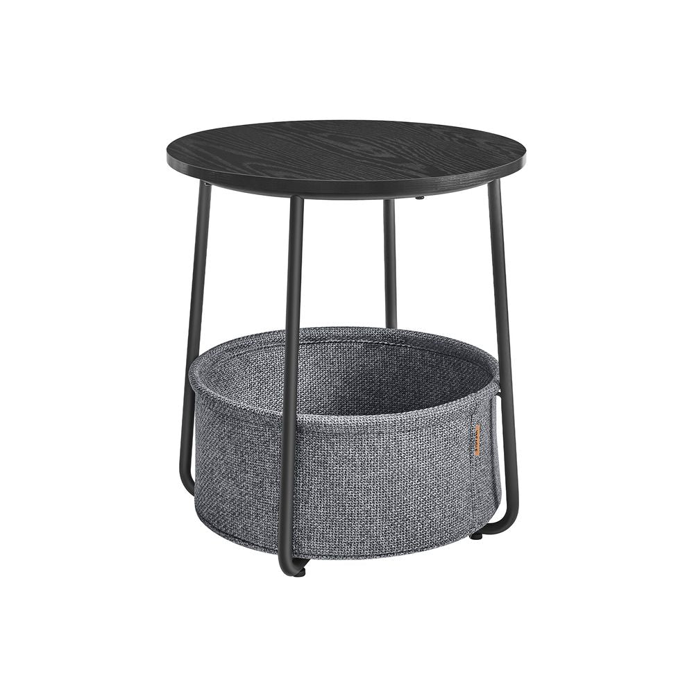 Parya Home Bijzettafel Cementgrijs/Wit - Ø45 x 50 cm - Met Opbergmand - Modern Design