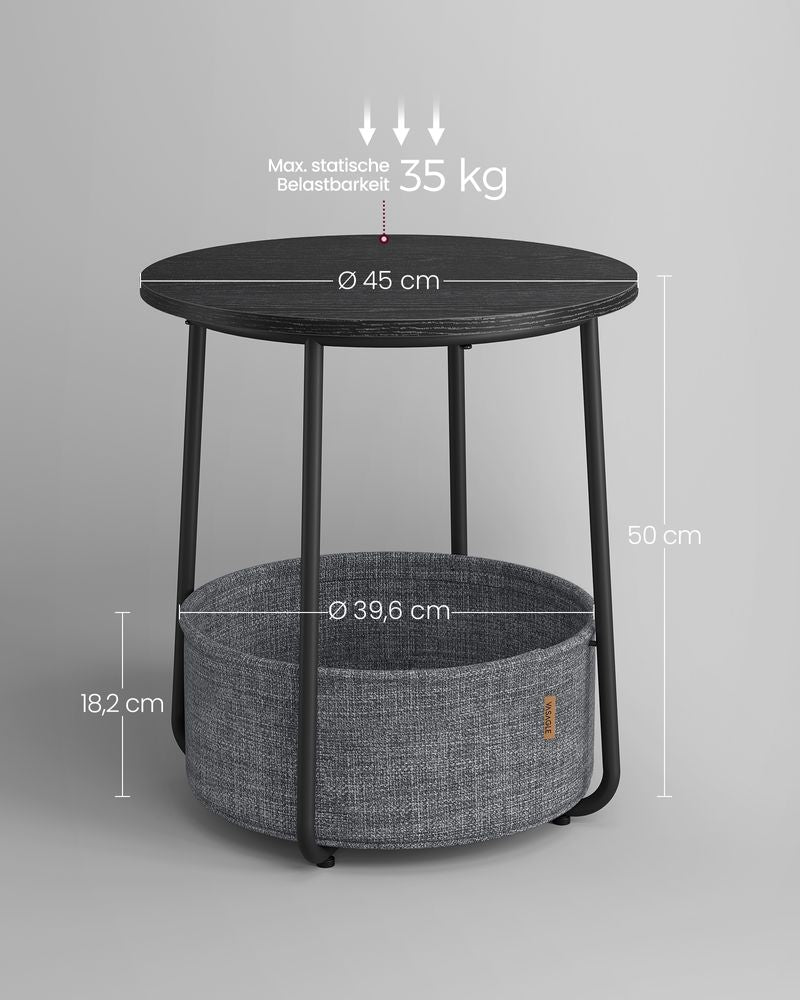 Parya Home Bijzettafel Cementgrijs/Wit - Ø45 x 50 cm - Met Opbergmand - Modern Design