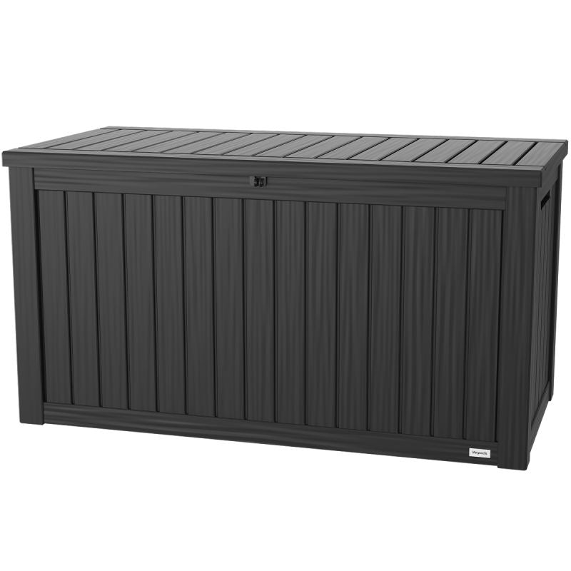LifeGoods Kussenbox L - Kunststof - 570L - Gasveer - Weerbestendig - XXL Opbergbox - Donkergrijs