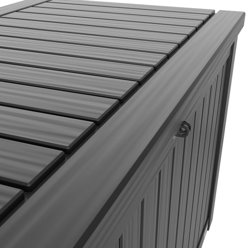 LifeGoods Kussenbox L - Kunststof - 570L - Gasveer - Weerbestendig - XXL Opbergbox - Donkergrijs