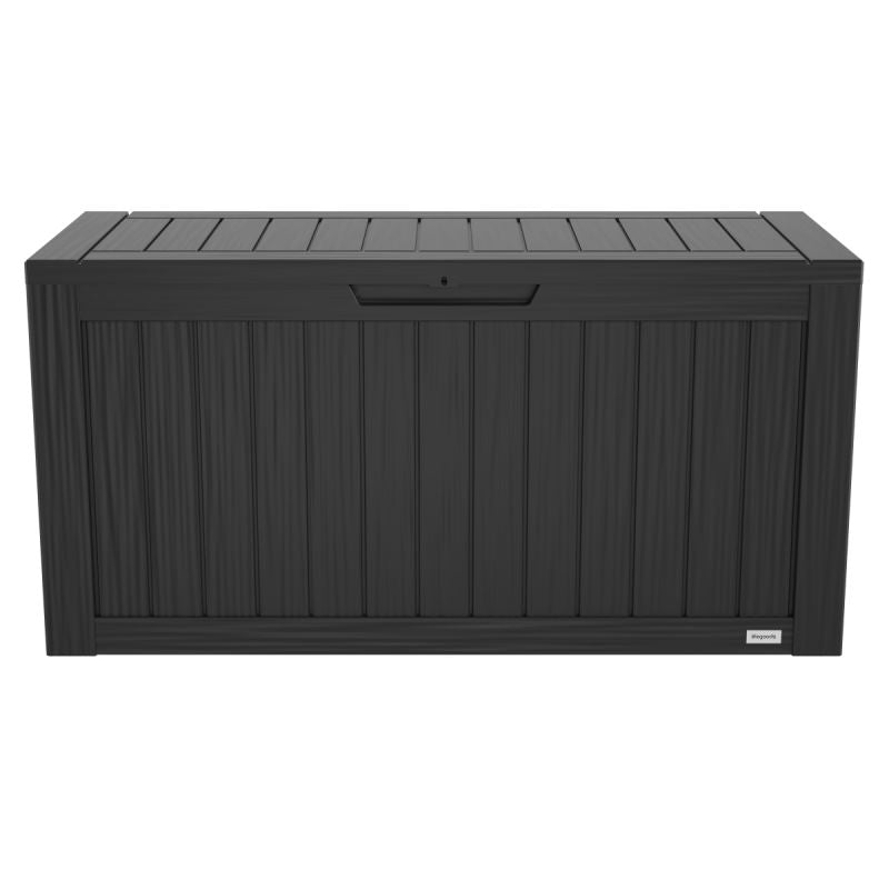 LifeGoods Kussenbox S – 300L – Kunststof – Weerbestendig & Luxe Gasveer – Zwart