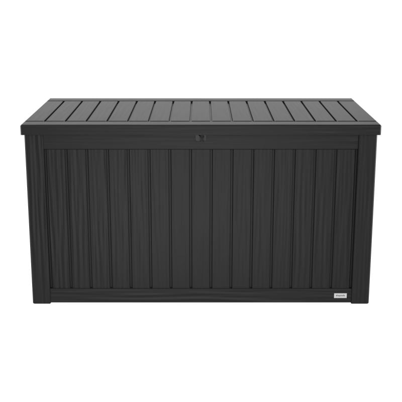 LifeGoods Kussenbox L - Kunststof - 570L - Gasveer - Weerbestendig - XXL Opbergbox - Donkergrijs