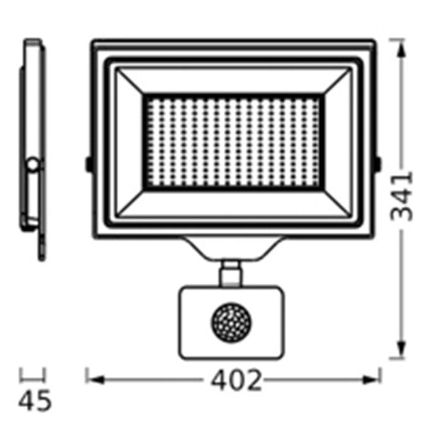 Ledvance Essential Sensor LED Schijnwerper 200 W - Zwart - 402x45x341 mm - 20000 lumen koel wit