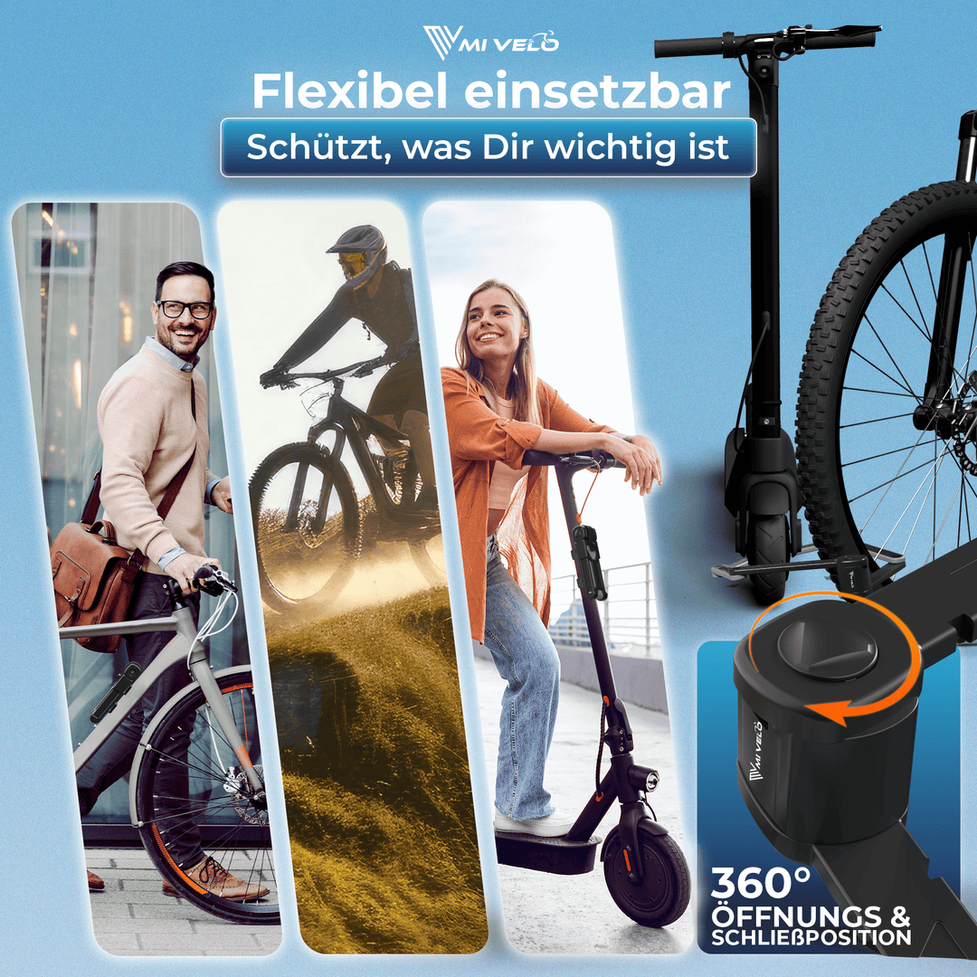 MIVELO fietsslot vouwslot hoge veiligheid 85cm lang I Fietsslot met sleutel incl. houder I Ideaal voor e-bike, MTB & racefiets I Fietsslot (sleutel, 85 CM)