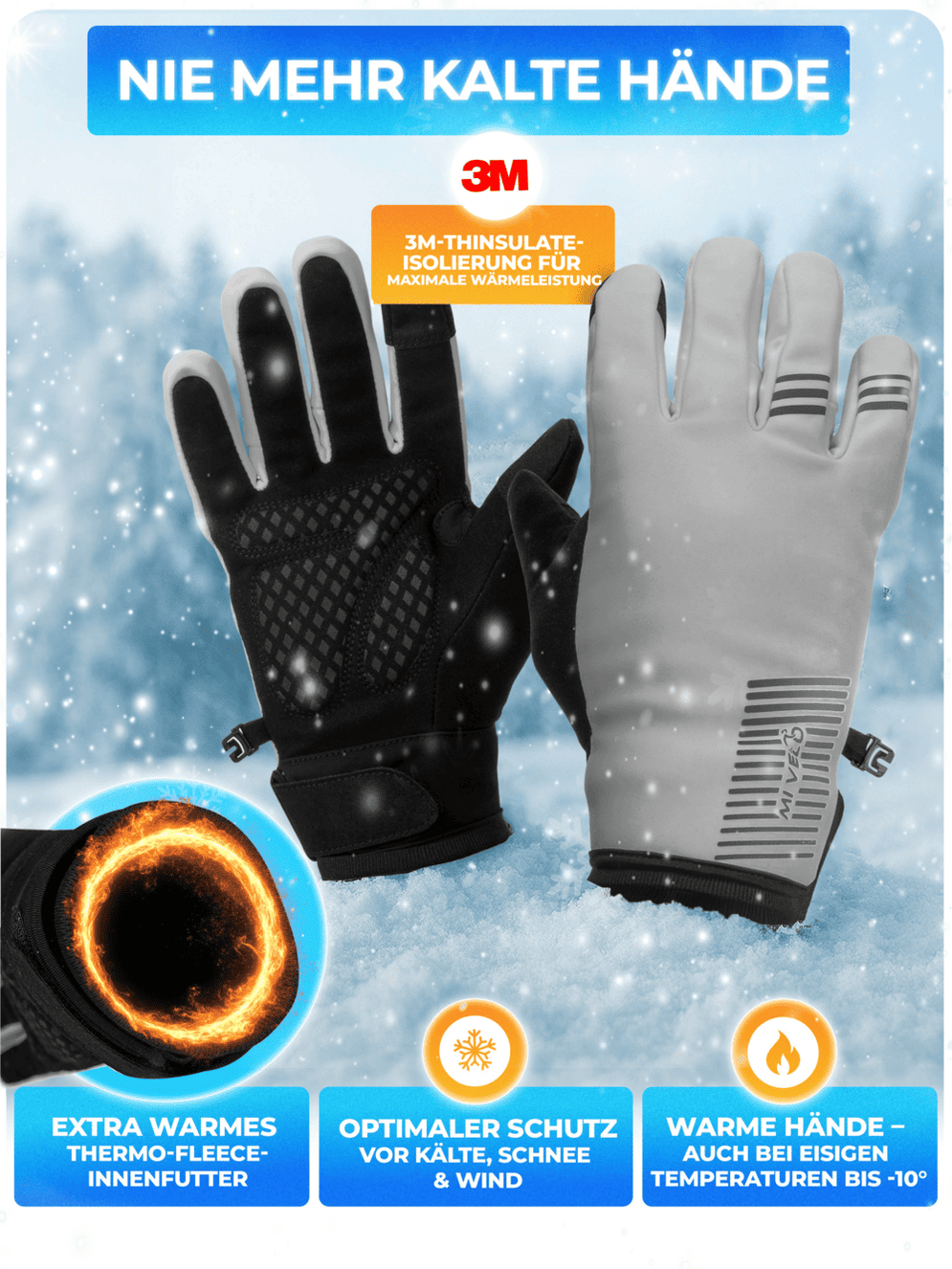 Mivelo Winterhandschoenen – Volledig Reflecterend – Maat L – Met 3M™ Thinsulate™ & Thermo-Fleece