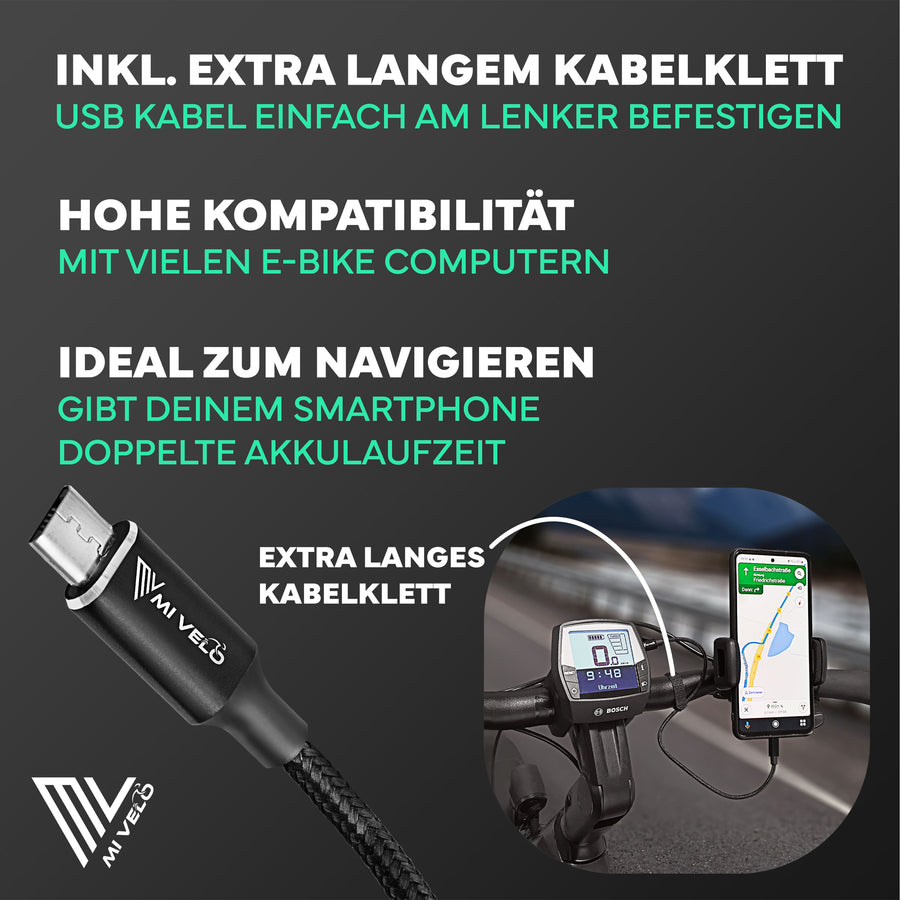 MiVelo Oplaadkabel – Voor Bosch Intuvia, Kiox & Nyon (oud) – USB-C – 35 cm – Zwart