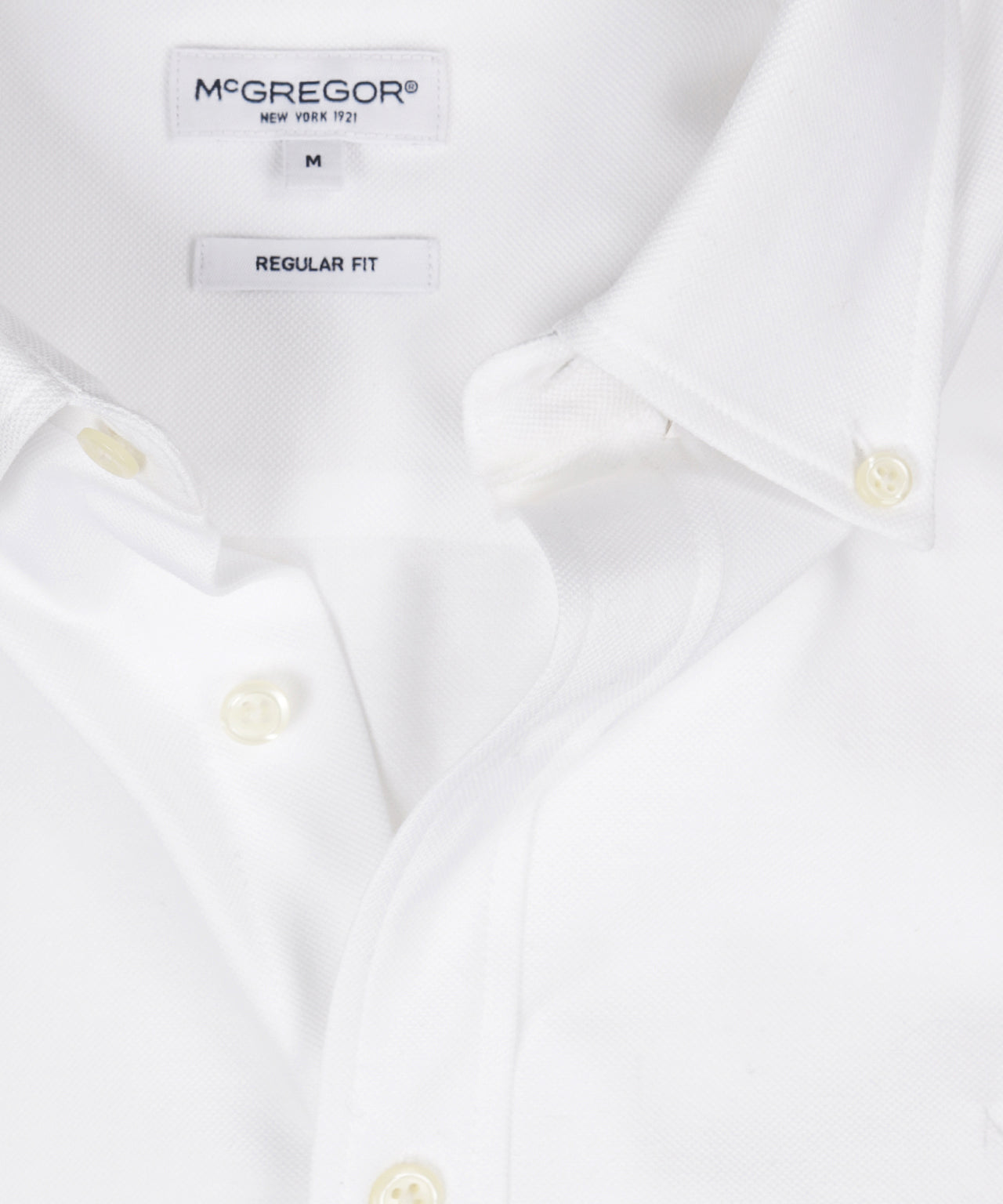 McGregor – Stretch Piqué Shirt – Regular Fit & Comfortabel – Wit – Maat S