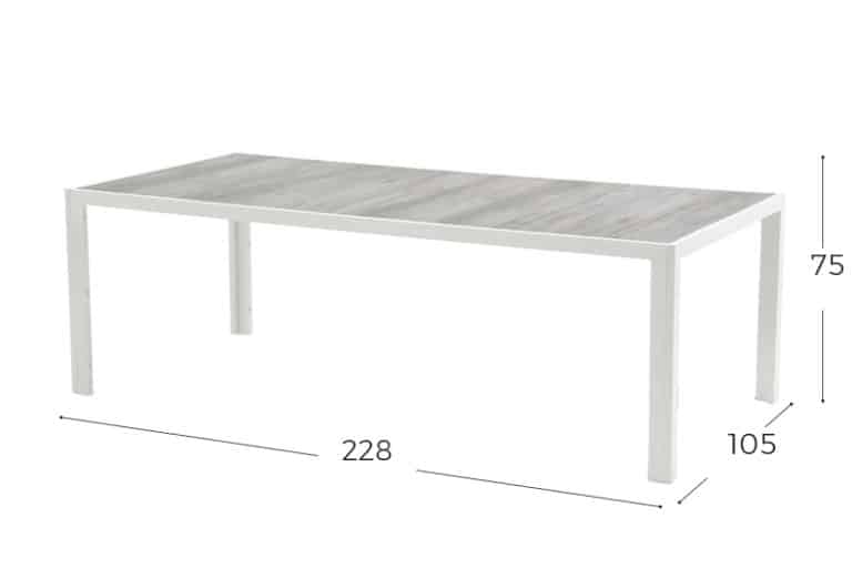 Hartman Tanger Eettafel - 228 x 105 cm - Aluminium Tuintafel met Keramisch Blad