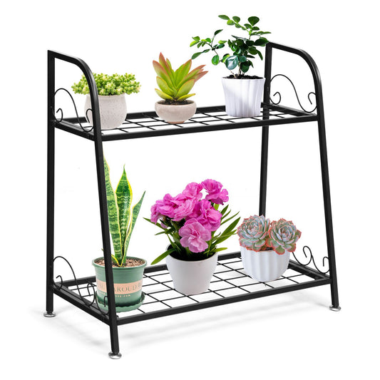 Coast Metalen Plantenrek - 2 Laags - 63 x 30,5 x 61,5 cm - Zwart
