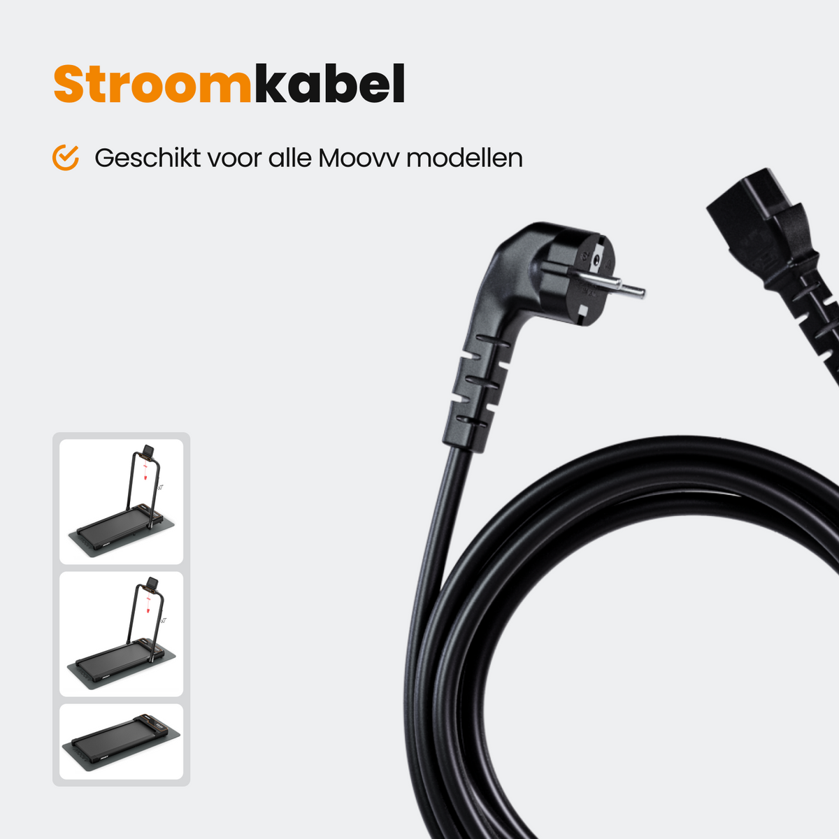 Moovv Stroomkabel – 3 Meter – Puur Koperdraad – Universeel voor Moovv Loopbanden
