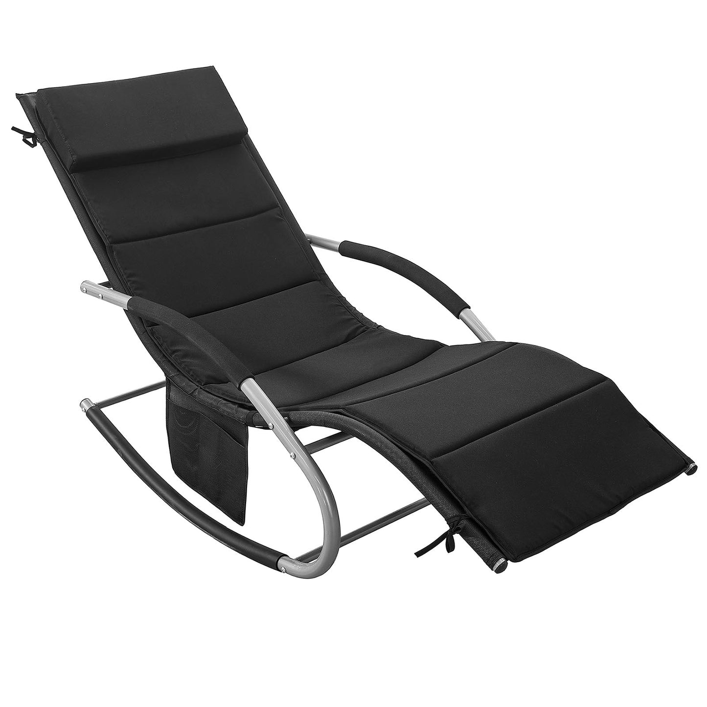 Sobuy schommelstoel OGS28 – ergonomische ligstoel - 143×57×85 cm - zwart
