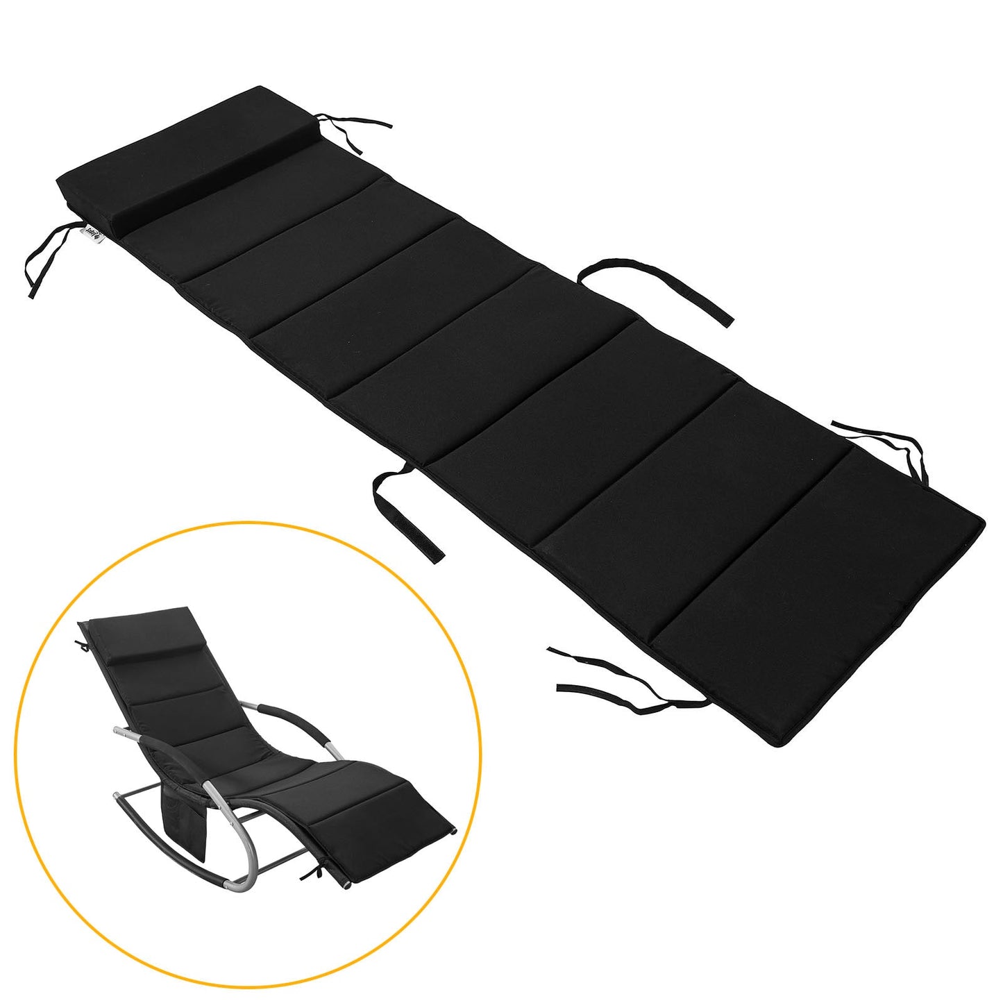 Sobuy schommelstoel OGS28 – ergonomische ligstoel - 143×57×85 cm - zwart