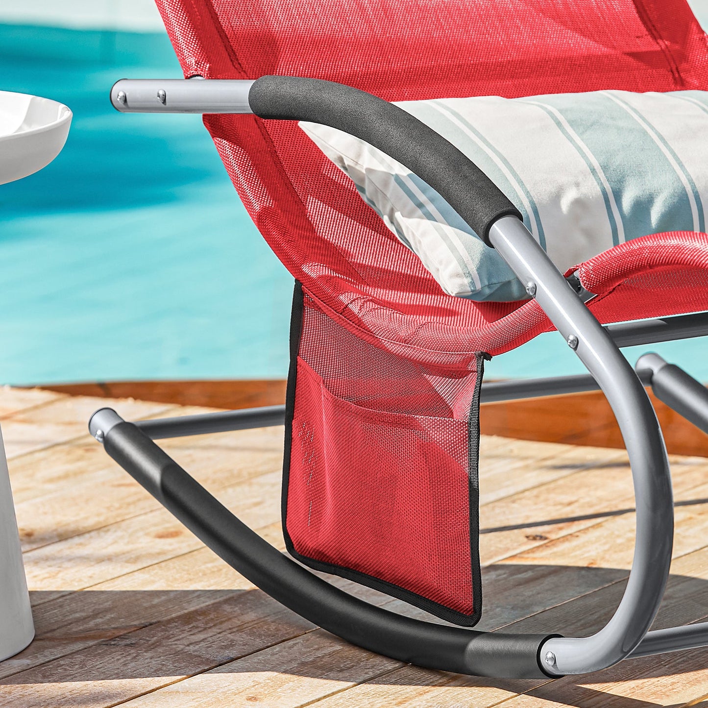 SoBuy Comfortabele Swingstoel - Rood - Metalen Frame