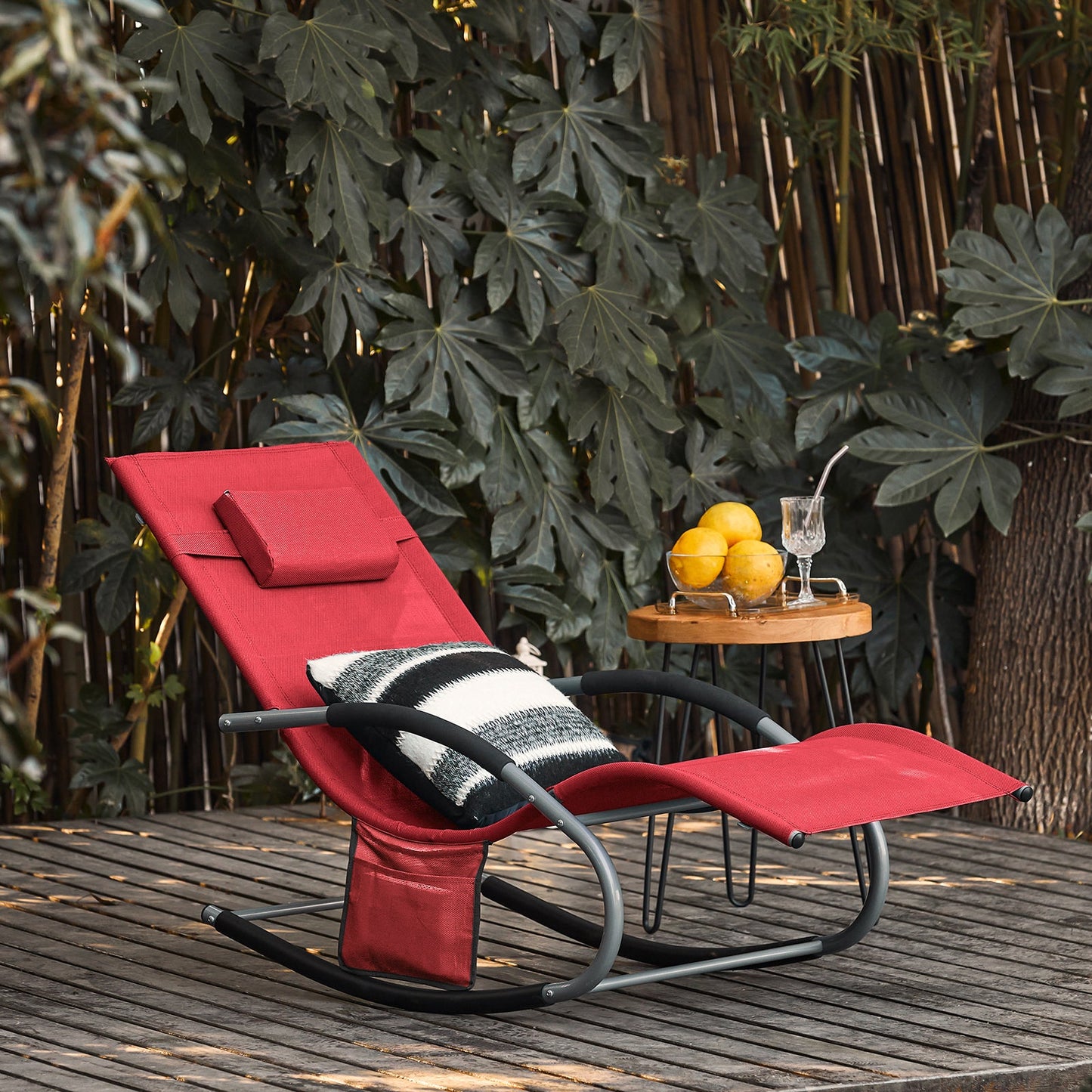 SoBuy Comfortabele Swingstoel - Rood - Metalen Frame